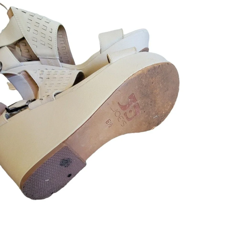 Joe’s Platform Heels Wedge 6 1/2 M Tan Leather Good‎ Condition
